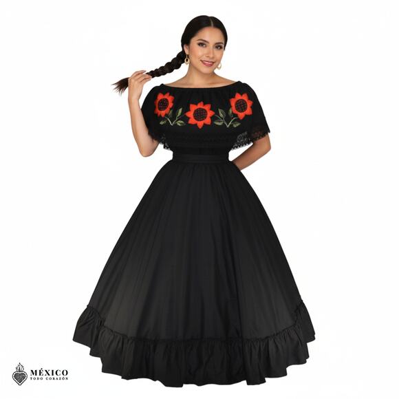 Traditional Mexican Embroidered Floral Dress Set – Handmade Two-Piece - Picture 8 of 8